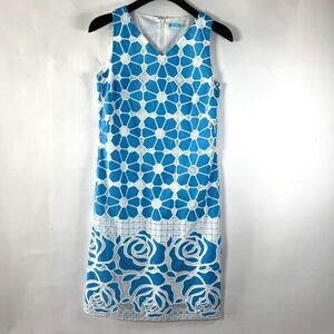 J. Mclaughlin Ocala Dress Size 2 Sleeveless Geometric Floral Lace Overlay Preppy